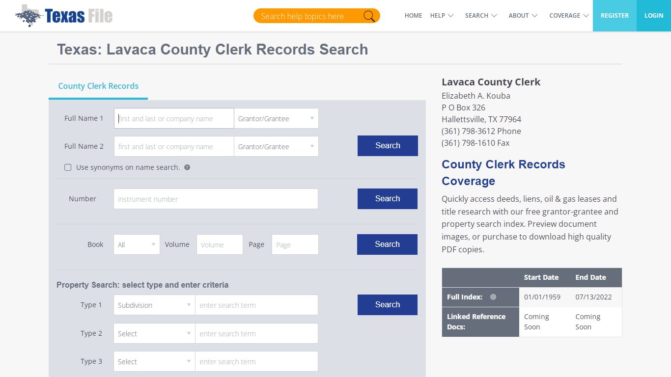 Lavaca County Clerk Records Search | TexasFile